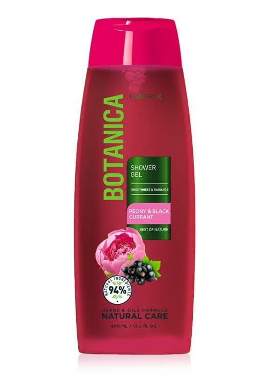 Гель для душа «Гладкость и сияние с пионом и черной смородиной Botanica» Faberlic