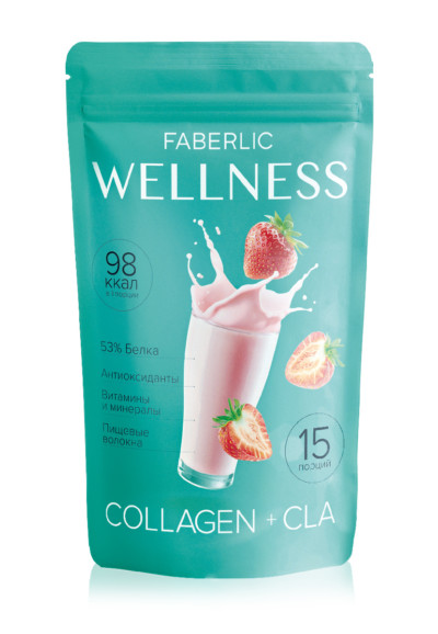 Протеиновый коктейль с коллагеном и CLA «Wellness» со вкусом клубники Faberlic