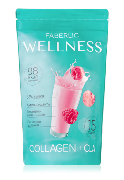 Протеиновый коктейль с коллагеном и CLA «Wellness» со вкусом малины Faberlic