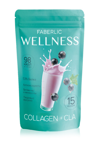 Протеиновый коктейль с коллагеном и CLA «Wellness» со вкусом чёрной смородины Faberlic