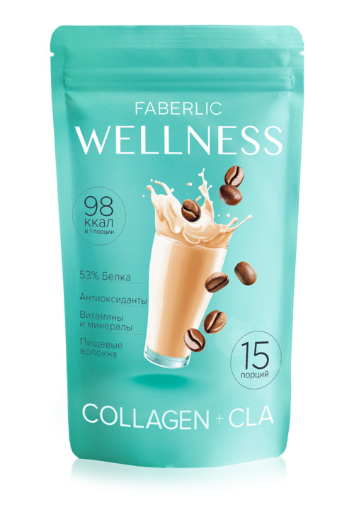 Протеиновый коктейль с коллагеном и CLA «Wellness» со вкусом кофе капучино Faberlic